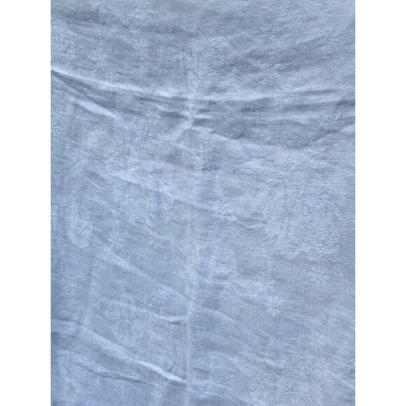 Vintage Tablecloth Floral Leaves Retro table linens Table Cloth blue white 1950s - Picture 10 of 12